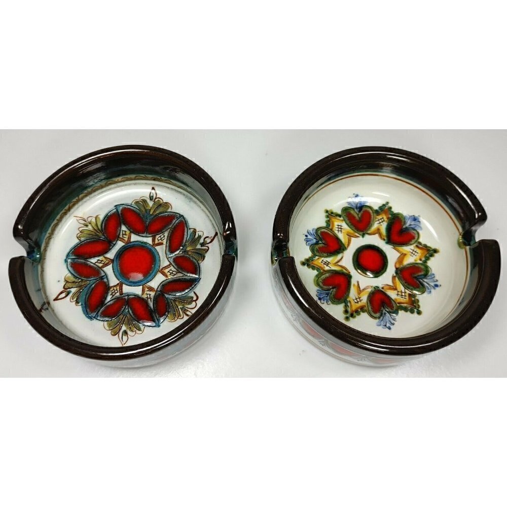 Gebrüder Haas Brothers Potters at Liechtenstein Ashtray Set Flower Heart Pottery